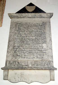 Sir Rowland Alston's memorial in Odell church June 2008